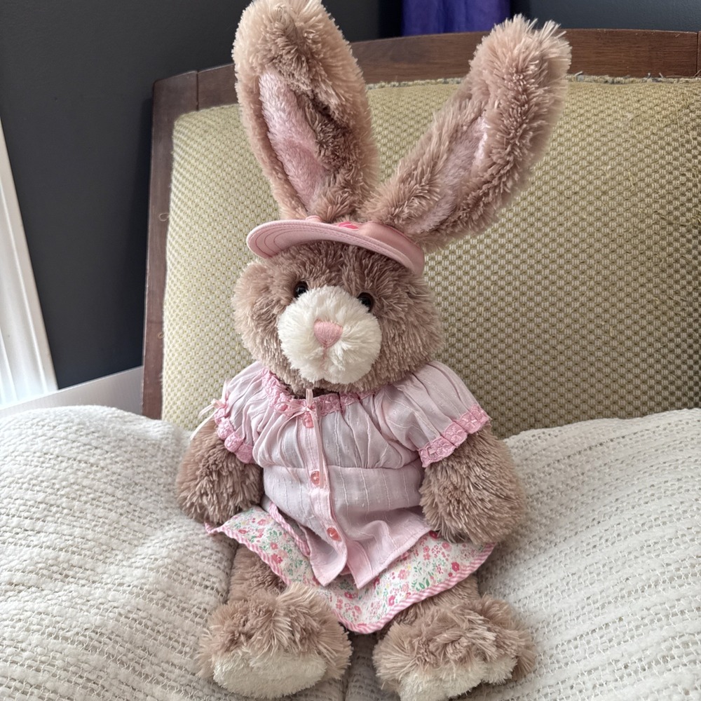 Build-A-Bear Velvet Friendly Bunny VFB 22" Plush with Vintage Pink Outfit